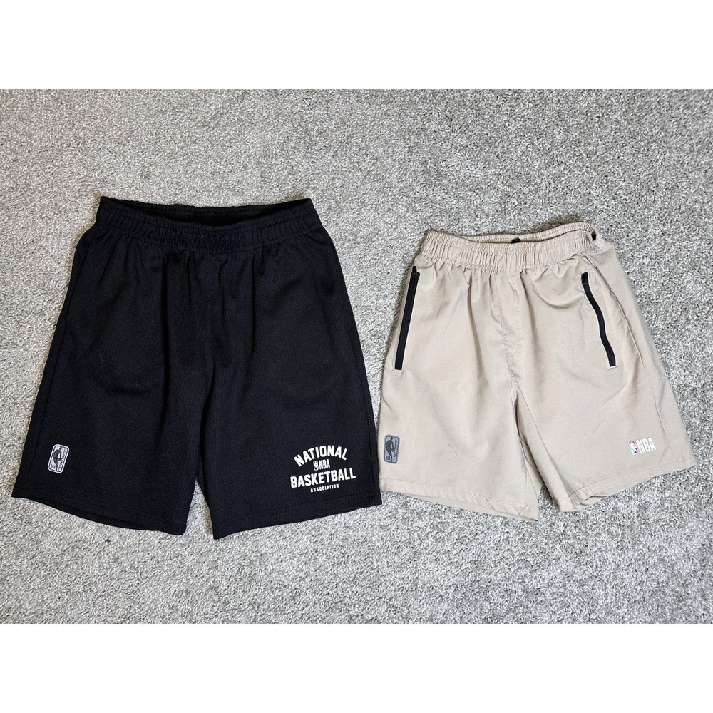 NBA Boys Youth XL 14-16 Basketball Athletic Shorts Lot of 2 Black Tan